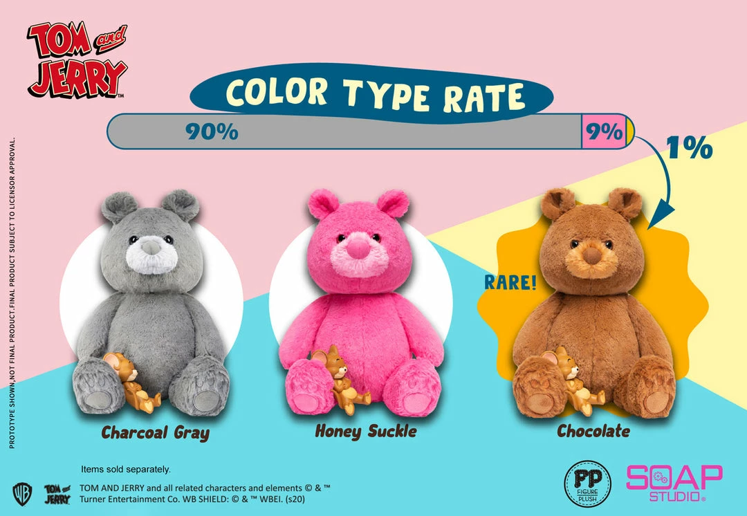 Hot Sale ❤️ Tom And Jerry Plush Teddy Bear (Charcoal Gray) Collectible Figure By Soap Studio ⭐ 5 Tom And Jerry Plush Teddy Bear (Charcoal Gray) Collectible Figure By Soap Studio