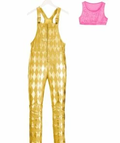 Top 10 ๐ DC Comics Costumes Cosplay, ๐งจ Halloween Costumes Women's Harley Quinn Gold Overalls Costume โ๏ธ 15 DC Comics Costumes Cosplay, Halloween Costumes Women's Harley Quinn Gold Overalls Costume